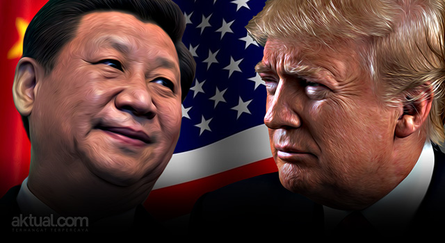 Presiden China Xi Jinping - Presiden AS Donald Trump. (ilustrasi/Aktual.news)