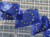 Untuk Pertama Kalinya, Uni Eropa Bersatu Sanksi Pemukim Israel Arsip - Bendera Uni Eropa terlihat di depan kantor pusat Komisi Eropa di Brussel, Belgia (23/5/2025). (ANTARA/Xinhua/Zhao Dingzhe/aa)