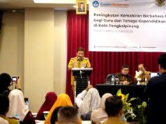 Wali Kota Pangkalpinang Saparudin Dorong Peningkatan Kemahiran Bahasa Indonesia Guru Lewat PKBI dan UKBI Wali Kota Pangkalpinang Saparudin saat membuka kegiatan Peningkatan Kemahiran Berbahasa Indonesia (PKBI) dan Uji Kemahiran Berbahasa Indonesia (UKBI) bagi guru dan tenaga kependidikan di Hotel Cordela, Selasa (14/4/2026). Aktual/DOK PEMKOT PANGKALPINANG