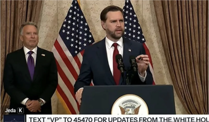 Screenshot 2026-06-19 at 10.22.05 AM Wakil Presiden Amerika Serikat J.D. Vance saat menyampaikan pidato di Islamabad, Pakistan. (ANTARA/HO-The White House)
